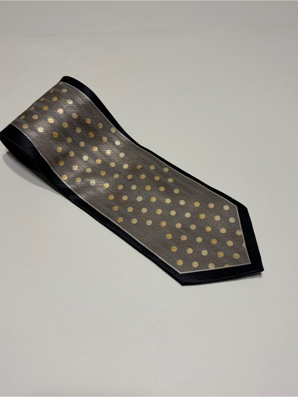 Enrico Capucci Silk Handmade Gray & Gold Polka Dot Tie